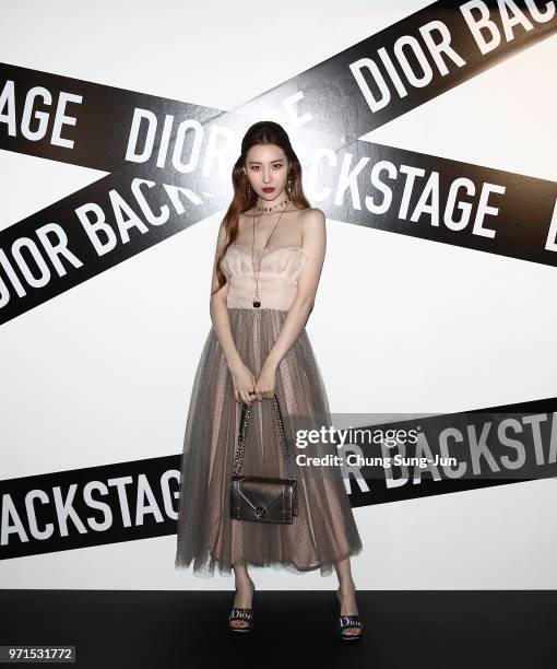 Pop Singer Sun-mi attends the Dior Backstage launch party at EDIT on June 11, 2018 in Seoul, South Korea.