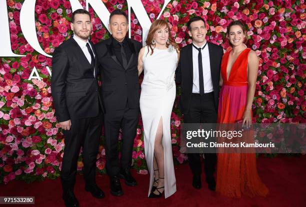 Evan Springsteen, Bruce Springsteen, Patti Scialfa, Sam Springsteen and Jessica Springsteen attends the 72nd Annual Tony Awards at Radio City Music...