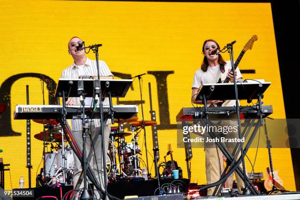 Joshua James Lloyd-Watson and Tom McFarland of Jungle perform perform at the Bonnaroo Music & Arts Festival on June 10, 2018 in Manchester, Tennessee.