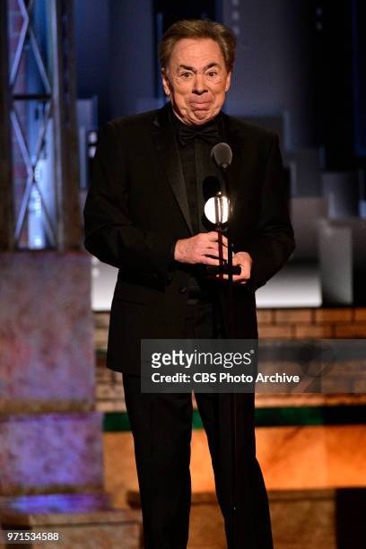 Andrew Lloyd Webber, recipient of the 2018 Special Tony Award for Lifetime Achievement in the Theater at THE 72nd ANNUAL TONY AWARDS broadcast live...