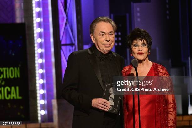 Andrew Lloyd Webber, recipient of the 2018 Special Tony Award for Lifetime Achievement in the Theater and Chita Rivera, recipient of the 2018 Special...