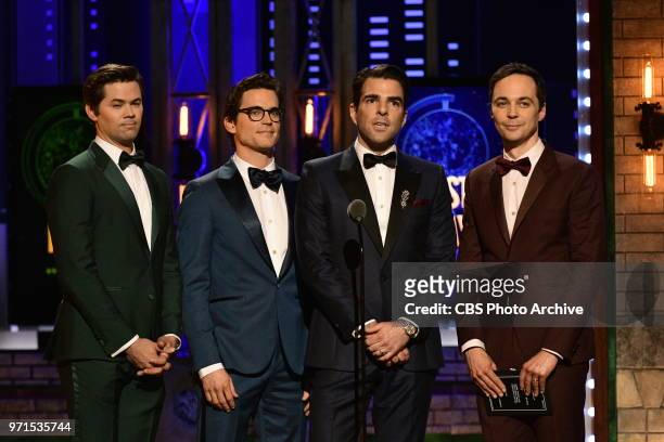Matt Bomer, Zachary Quinto, and Jim Parsons at THE 72nd ANNUAL TONY AWARDS broadcast live from Radio City Music Hall in New York City on Sunday, June...