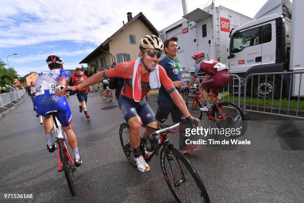 Arrival / Sonny Colbrelli of Italy and Bahrain Merida Pro Team / Celebration / Davide Cimolai of Italy and Team Groupama FDJ / during the 82nd Tour...