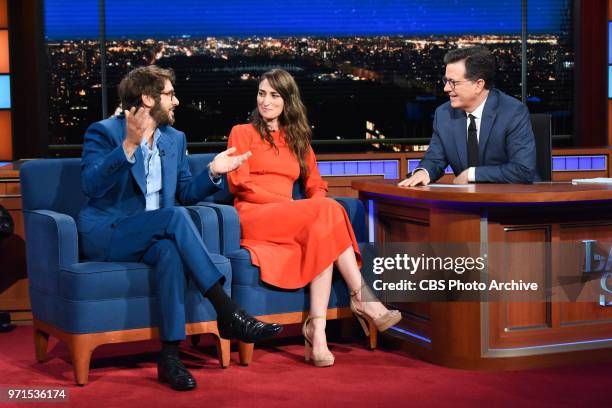 The Late Show with Stephen Colbert and guests Sara Bareilles, Josh Groban during Wednesday's June 6, 2018 show.