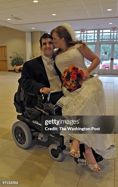 St. Ann's Catholic Church, Arlington and Meadowlark Botanical Gardens, Vienna, VA Wedding: Lori Coates and Dan Powell. Just after their wedding, Lori...