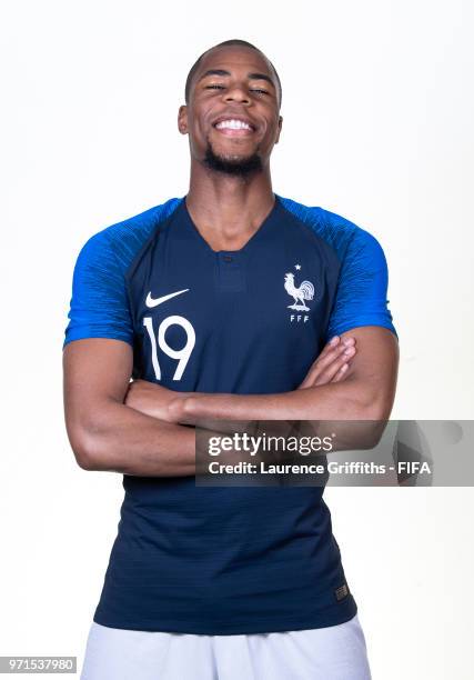 Djibril Sidibe of France poses for a portrait during the official FIFA World Cup 2018 portrait session at the Team Hotel on June 11, 2018 in Moscow,...