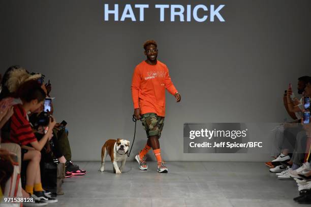 Tinie Tempah is seen on the runway at the What We Wear show during London Fashion Week Men's June 2018 at the BFC Show Space on June 11, 2018 in...