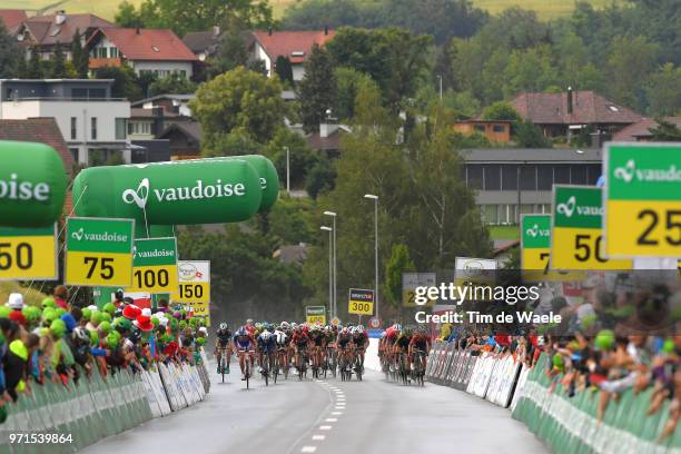 Sprint / Arrival / Sonny Colbrelli of Italy and Bahrain Merida Pro Team / Celebration / Fernando Gaviria of Colombia and Team Quick-Step Floors /...