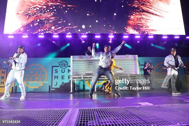 Ricky Bell, Michael Bivins, and Ronnie DeVoe of Bell Biv Devoe perform during the 2018 Hot 97 Summer Jam at MetLife Stadium on June 10, 2018 in East...