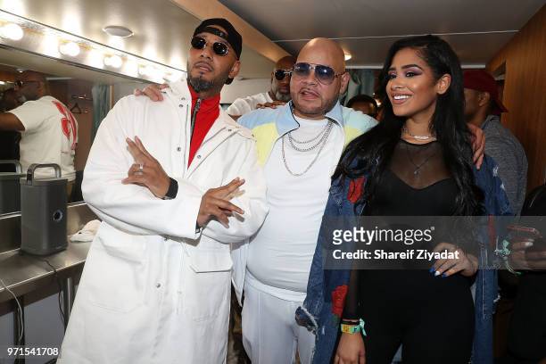 Swizz Beatz, Fat Joe and Angelica attend Summer Jam 2018 at MetLife Stadium on June 10, 2018 in East Rutherford, New Jersey.