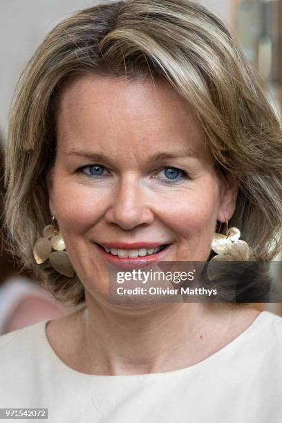 King Philip of Belgium and Queen Mathilde visit the restoration works of the paintings Mad Meg by Pieter Breughel de Elder and the Four Compositions...