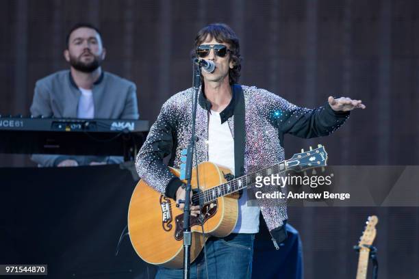 Richard Ashcroft performs live on stage at Old Trafford on June 5, 2018 in Manchester, England.