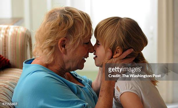 June 7, 2009 PLACE: Woodbridge, VA PHOTOGRAPHER: jahi chikwendiu/twp Gail Ertel lovingly interacts with her great granddaughter, McKenzie Campbell...