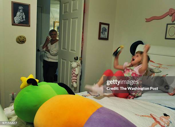 May 27, 2009 PLACE: Woodbridge, VA PHOTOGRAPHER: jahi chikwendiu/twp Gail Ertel can just watch as her great granddaughter, McKenzie Campbell throws a...