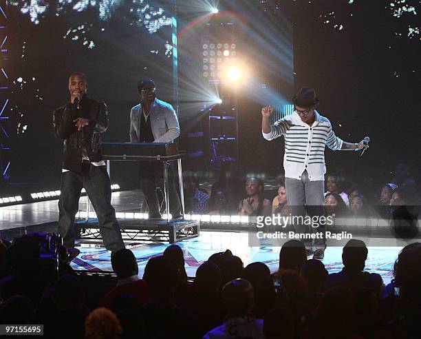 Recording artist B.O.B. And Bruno Mars perform during BET's Rip The Runway 2010>> at the Hammerstein Ballroom on February 27, 2010 in New York City.