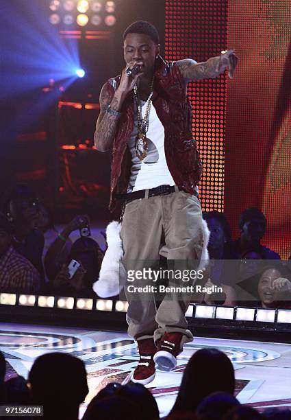 Soulja Boy performs during BET's Rip The Runway 2010 at the Hammerstein Ballroom on February 27, 2010 in New York City.