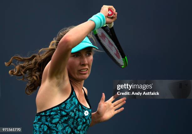 Ekaterina Alexandrova of Russia in action during Day One of the Libema Open 2018 on June 11, 2018 in Rosmalen, Netherlands.