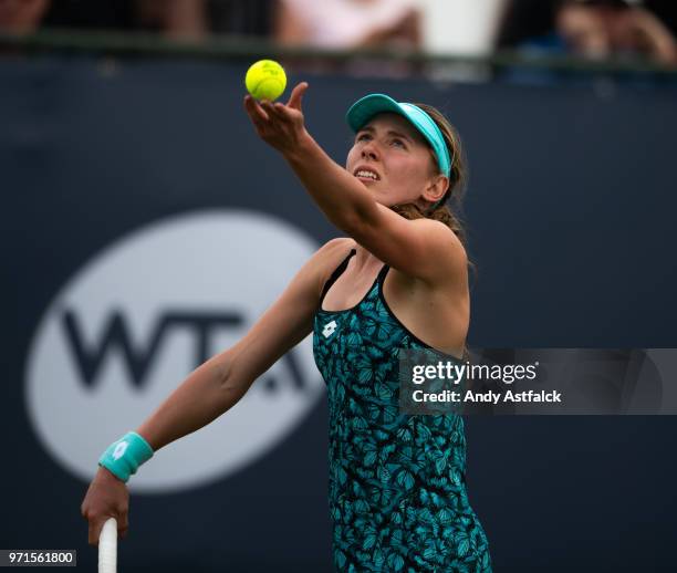 Ekaterina Alexandrova of Russia in action during Day One of the Libema Open 2018 on June 11, 2018 in Rosmalen, Netherlands.
