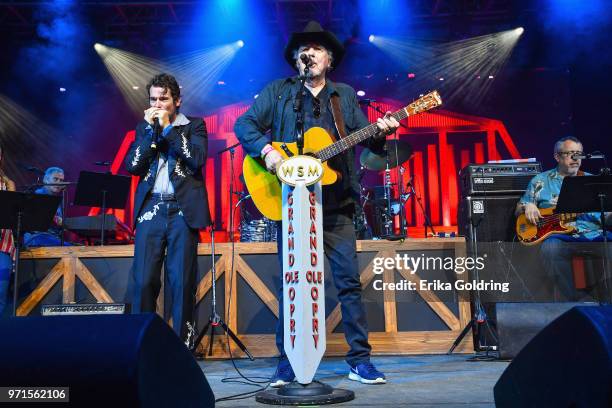 Ketch Secor of Old Crow Medicine Show and Bobby Bare perform during Bonnaroo Music & Arts Festival on J