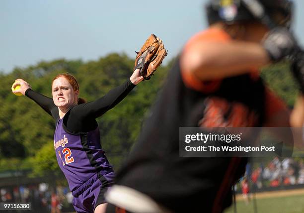 Sm_softart21 DATE: May 2009 CREDIT: Toni L. Sandys / TWP Glen Burnie, MD McDonough pitcher senior Melanie Mitchell during a MPSSAA softball semi...