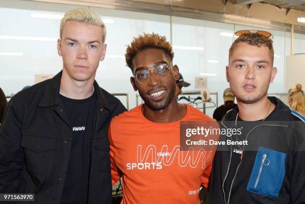 Will Poulter, Tinie Tempah and Rafferty Law attend the What We Wear show during London Fashion Week Men's June 2018 at the BFC Show Space on June 11,...