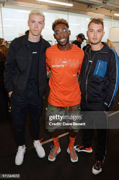 Will Poulter, Tinie Tempah and Rafferty Law attend the What We Wear show during London Fashion Week Men's June 2018 at the BFC Show Space on June 11,...