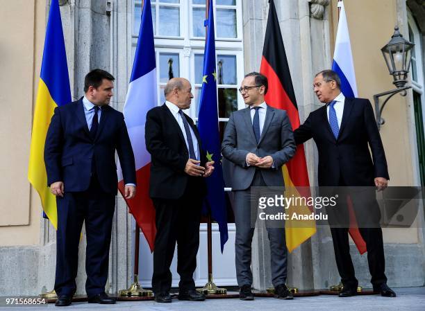 Foreign Minister of Germany Heiko Maas , Foreign Minister of Russia Sergei Lavrov , Foreign Minister of France Jean-Yves Le Drian and Foreign...