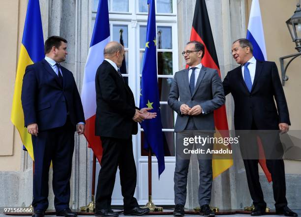 Foreign Minister of Germany Heiko Maas , Foreign Minister of Russia Sergei Lavrov , Foreign Minister of France Jean-Yves Le Drian and Foreign...