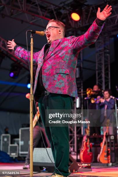 Paul Janeway of St. Paul and the Broken Bones performs during the Bonnaroo Music and Arts Festival 2018 on June 10, 2018 in Manchester, Tennessee.