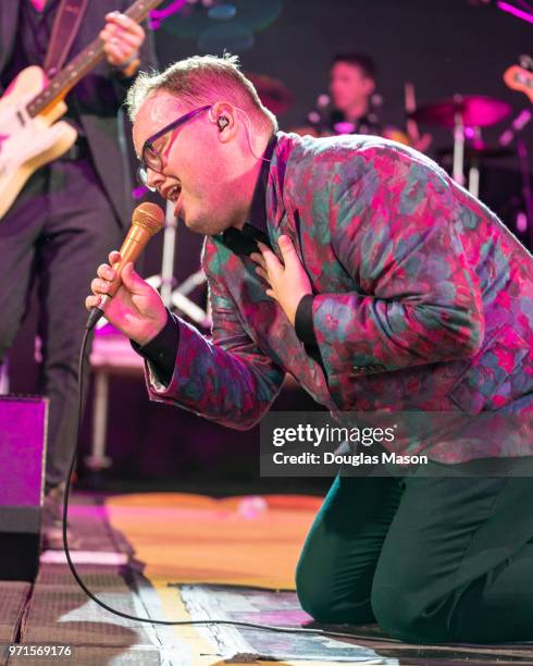 Paul Janeway of St. Paul and the Broken Bones performs during the Bonnaroo Music and Arts Festival 2018 on June 10, 2018 in Manchester, Tennessee.