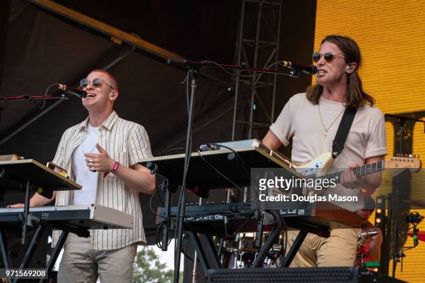 Joshua James and Tom McFarland of The Jungle performs during the Bonnaroo Music and Arts Festival 2018 on June 10, 2018 in Manchester, Tennessee.