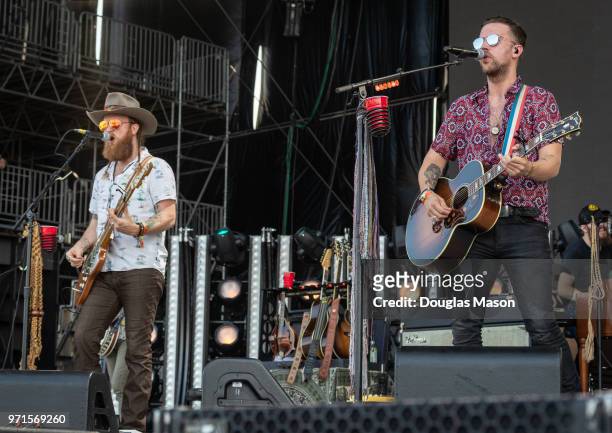 John Osborne and TJ Osborne of the Osborne Brothers perform during the Bonnaroo Music and Arts Festival 2018 on June 10, 2018 in Manchester,...