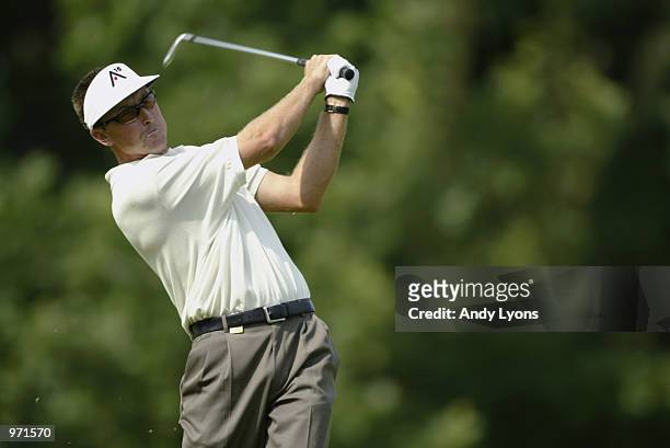 Robert Allenby of Australia hits out of the 17th fairway during the third round of the Advil Western Open July 6, 2002 at Cog Hill Golf and Country...