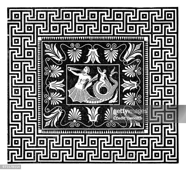 mosaic found in pompeii - pompeii mosaic stock illustrations
