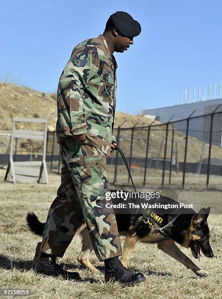 Josephm 206511--SLUG: ME/DOGS-DATE-02/24/09-- Bolling Airforce Base, District of Columbia-PHOTOGRAPHER: MARVIN JOSEPH/TWP- Since 9/11, the Defense...