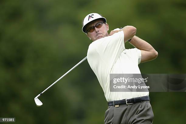 Robert Allenby of Australia hits off the fifth tee during the third round of the Advil Western Open July 6, 2002 at Cog Hill Golf and Country Club in...