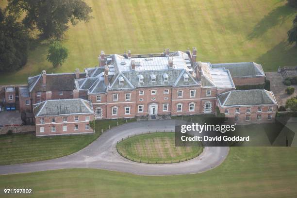 Aerial Photograph of the Godmersham Park, located on the western bank of the Great Stour river in the shadow of the North Downs, 5 miles north east...