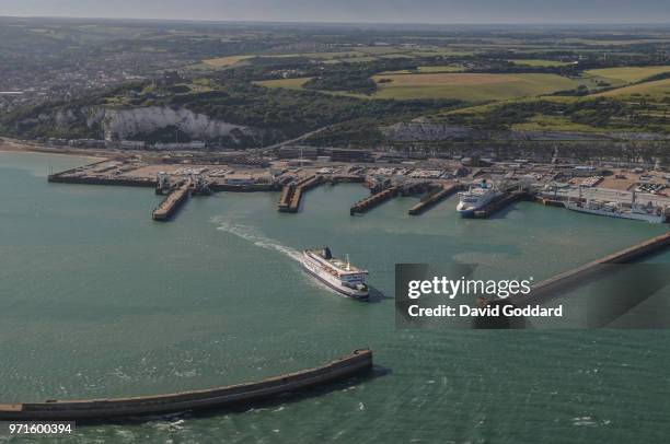 Aerial Photograph of the Port Of Dover on the Kent coastline, 21 miles from Calais, France. Aerial photograph by David Goddard