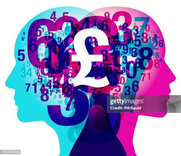 mind numbers - british pound currency symbol - 8 muses stock illustrations