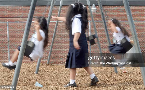 Pg/FIRSTDAYSCHOOL. DATE: August 2008 CREDIT: Katherine Frey / TWP. Langley Park, MD. First day of school at Langley Park-McCormick Elementary Recess...