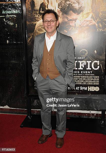 Actor Michael Emerson attends the premiere of HBO's new miniseries "The Pacific" at Grauman's Chinese Theatre on February 24, 2010 in Hollywood,...