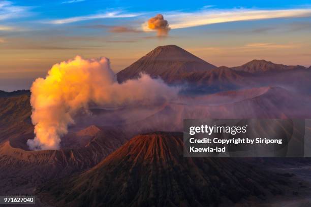 close up of the volcanic landscape of the mt.bromo, mt.batok and mt.semeru, east java, indonesia. - copyright by siripong kaewla iad stock pictures, royalty-free photos & images