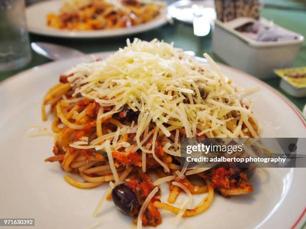 spaghetti alla puttanesca - adalbertop stock pictures, royalty-free photos & images