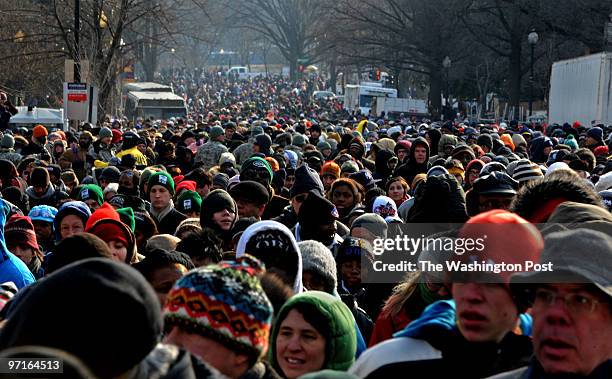 Inaugural Photos by Michael Williamson Neg#00000 1/20/09: FESTIVITIES ON THE NATIONAL MALL DDURING THE INNAUGURATION: It was human gridlock on 18th...