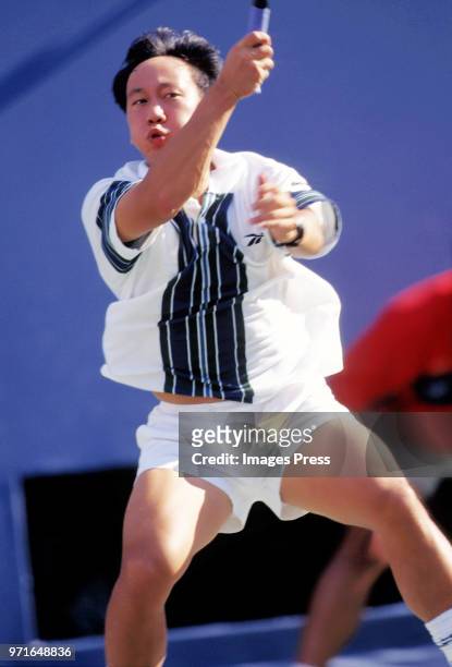 Michael Chang plays tennis at the US Open circa 1997 in New York City.