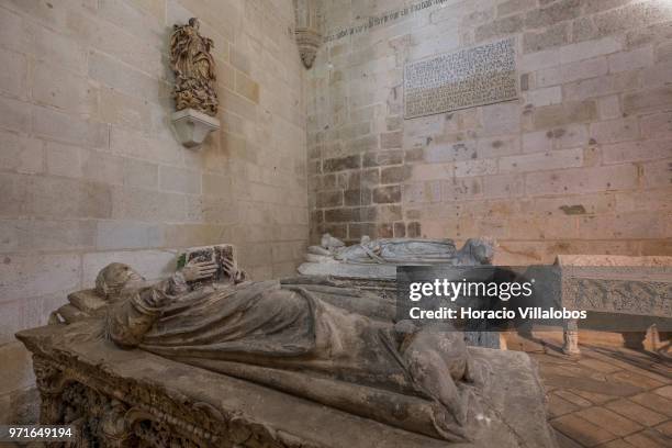 Tombs of Afonso Sanches and his wife Teresa Martins Telo, founders in 1318 of the Convent of Santa Clara, on May 28, 2018 in Vila do Conde, Portugal....
