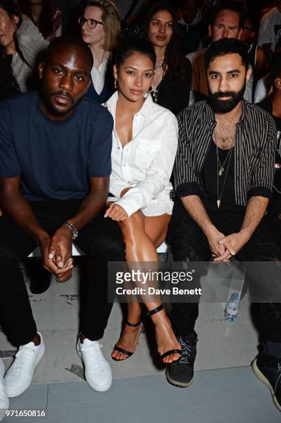 Guest, Vanessa White and Amir Amor attend the What We Wear show during London Fashion Week Men's June 2018 at the BFC Show Space on June 11, 2018 in...