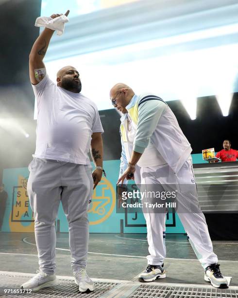 Pretty Lou and Fat Joe perform during the 2018 Hot 97 Summer Jam at MetLife Stadium on June 10, 2018 in East Rutherford, New Jersey.
