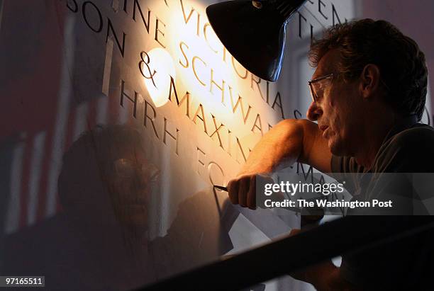 Sept. 3 2008 CREDIT: Susan Biddle / TWP Washington, DC Brooke Roberts is a stone carver from Newport, RI. He's one of, he says, about a score of hand...