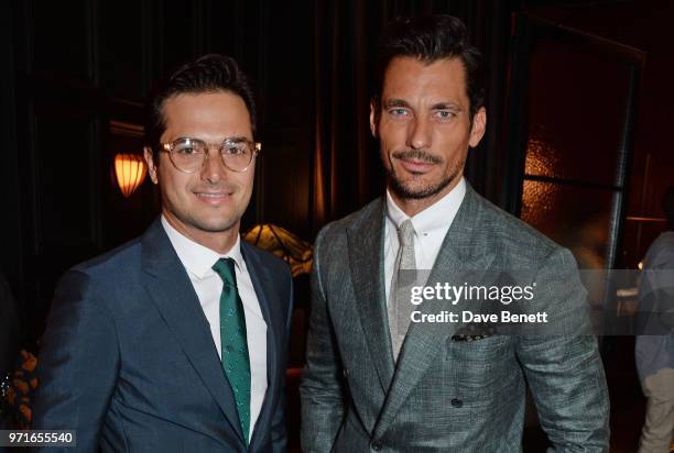 Nelson Piquet Jr and David Gandy attend the GQ Dinner co-hosted by Dylan Jones and Loyle Carner to celebrate London Fashion Week Men's June 2018 at...